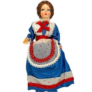 Vintage 1950s World Wide Dolls Club Italian Traditional Blue Dress Doll Red Bow